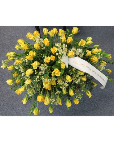CASKET COVER ALL YELLOW ROSES